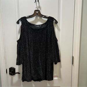 Black Sparkly Cold Shoulder Blouse New York and Company Size XL